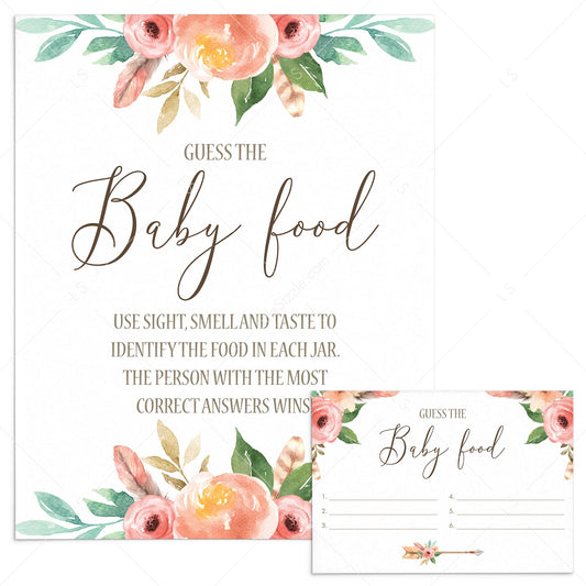 Floral Baby Shower Guess the Baby Food Game Printable by LittleSizzle