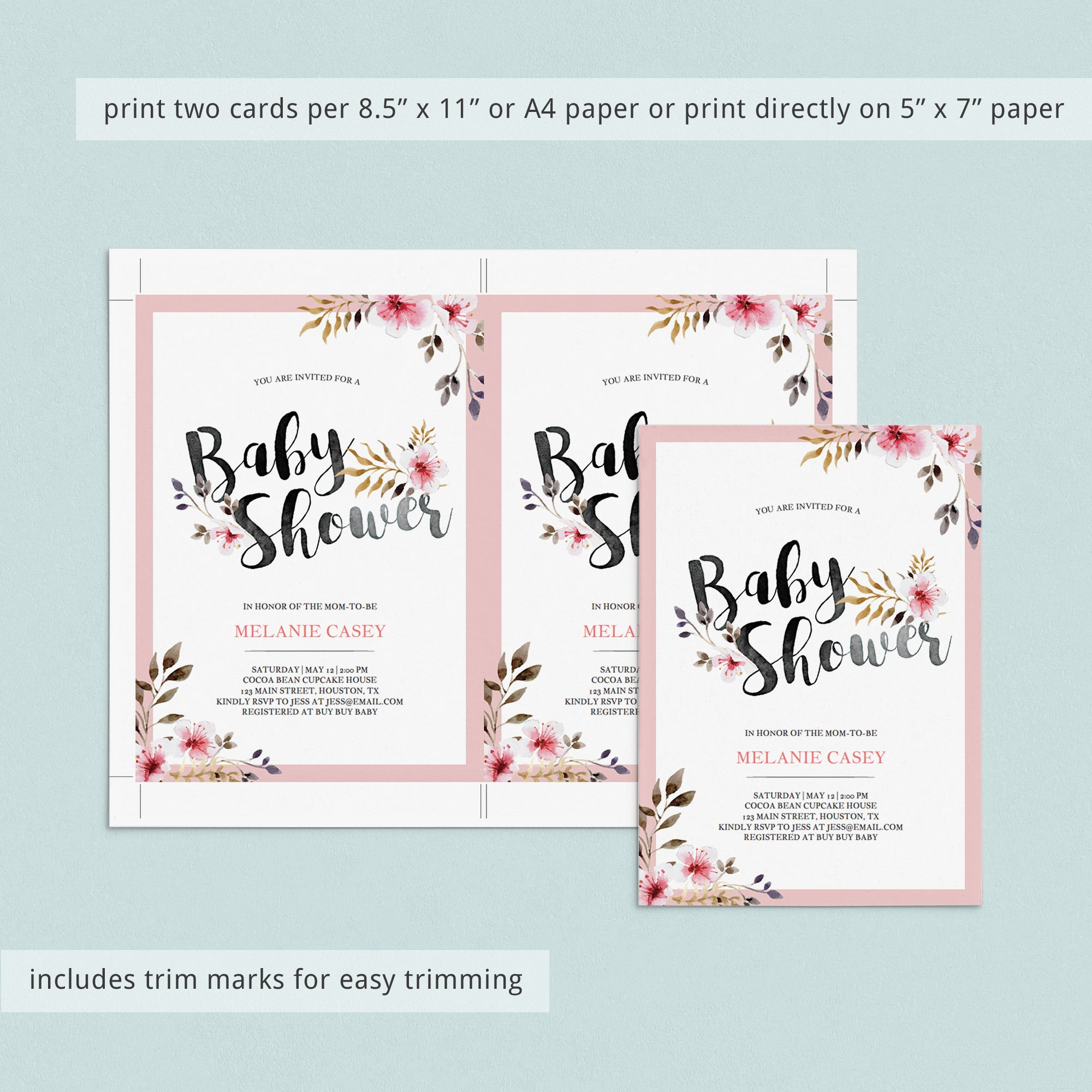 Personalized baby shower girl invitation by LittleSizzle