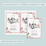 Blush Flowers Baby Shower Invitation Template
