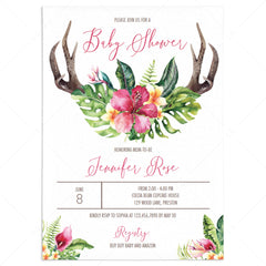 Bohemian floral baby shower invitation template by LittleSizzle