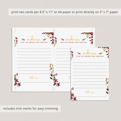 Burgundy Floral Advice for Bride and Groom Printable