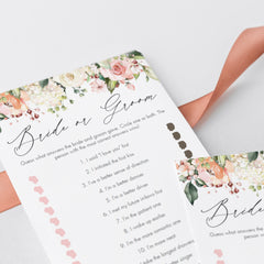 Personalized Bridal Shower Bride or Groom Game Templates