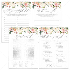 printable bridal shower game cards by LittleSizzle