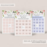 complete bridal bingo bundle with prefilled and blank cards
