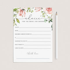 watercolor wedding advice cards printable
