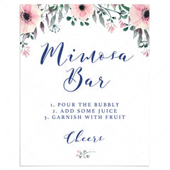 Floral Mimosa Bar Sign Printable PDF by LittleSizzle