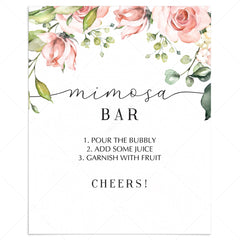 Blush Floral Mimosa Bar Sign Printable