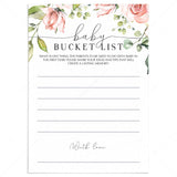 Bucket List for the First Year Baby Shower Game Cards by LittleSizzle