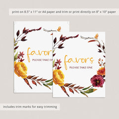 Boho wreath favors table sign printable by LittleSizzle