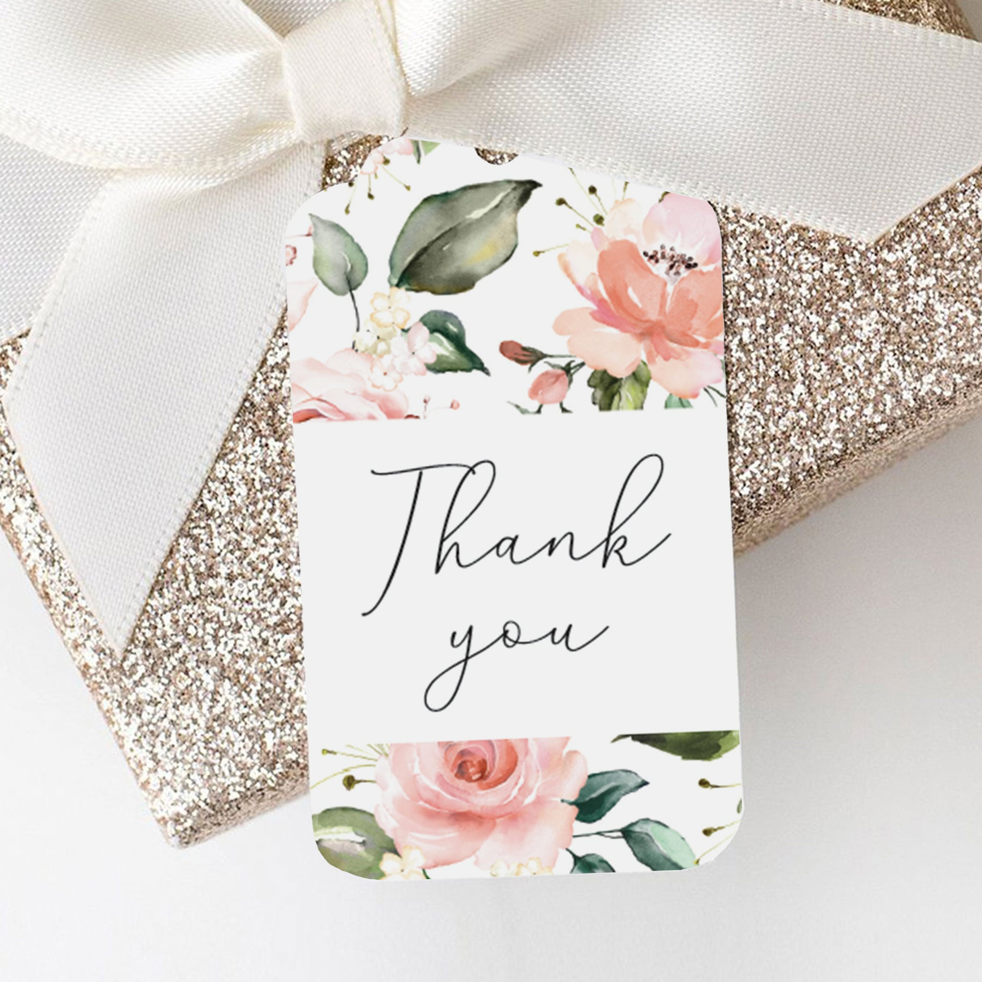Thank you tags printables with blush flowers by LittleSizzle