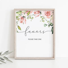 Favors sign printable with watercolor flowers by LittleSizzle