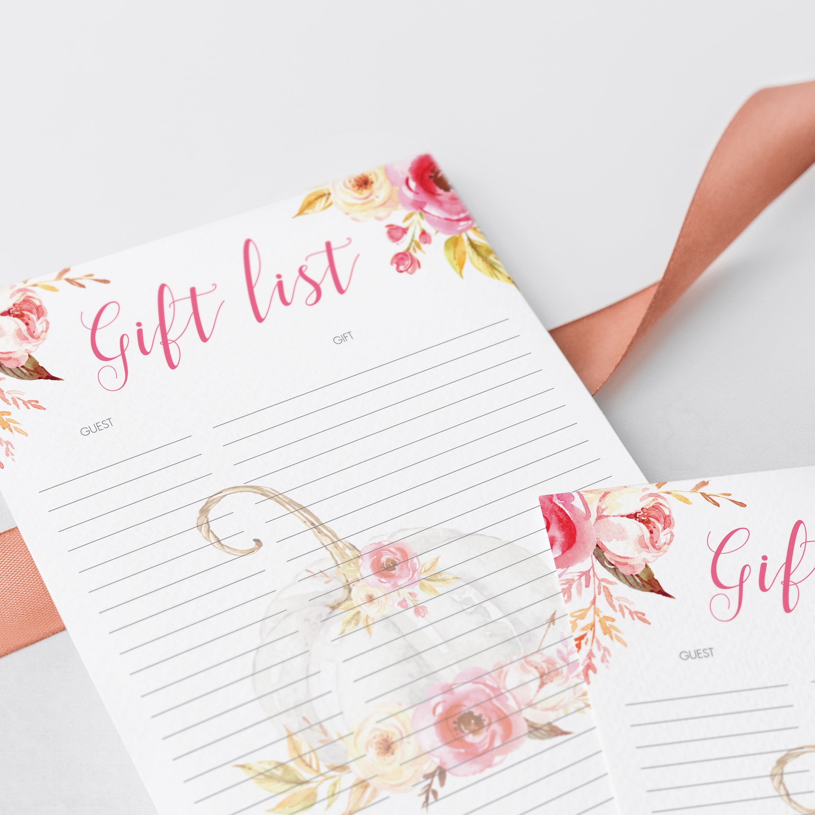 Pink party gift list floral themed by LittleSizzle