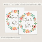 Printable Gift Table Sign with Watercolor Flowers