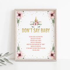 Gold dont say baby printable instructions sign by LittleSizzle