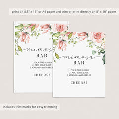 Birthday table decorations blush floral mimosa bar sign instant download by LittleSizzle