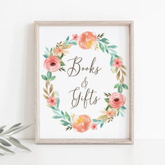 Printable Book Table Sign for Floral Baby Shower