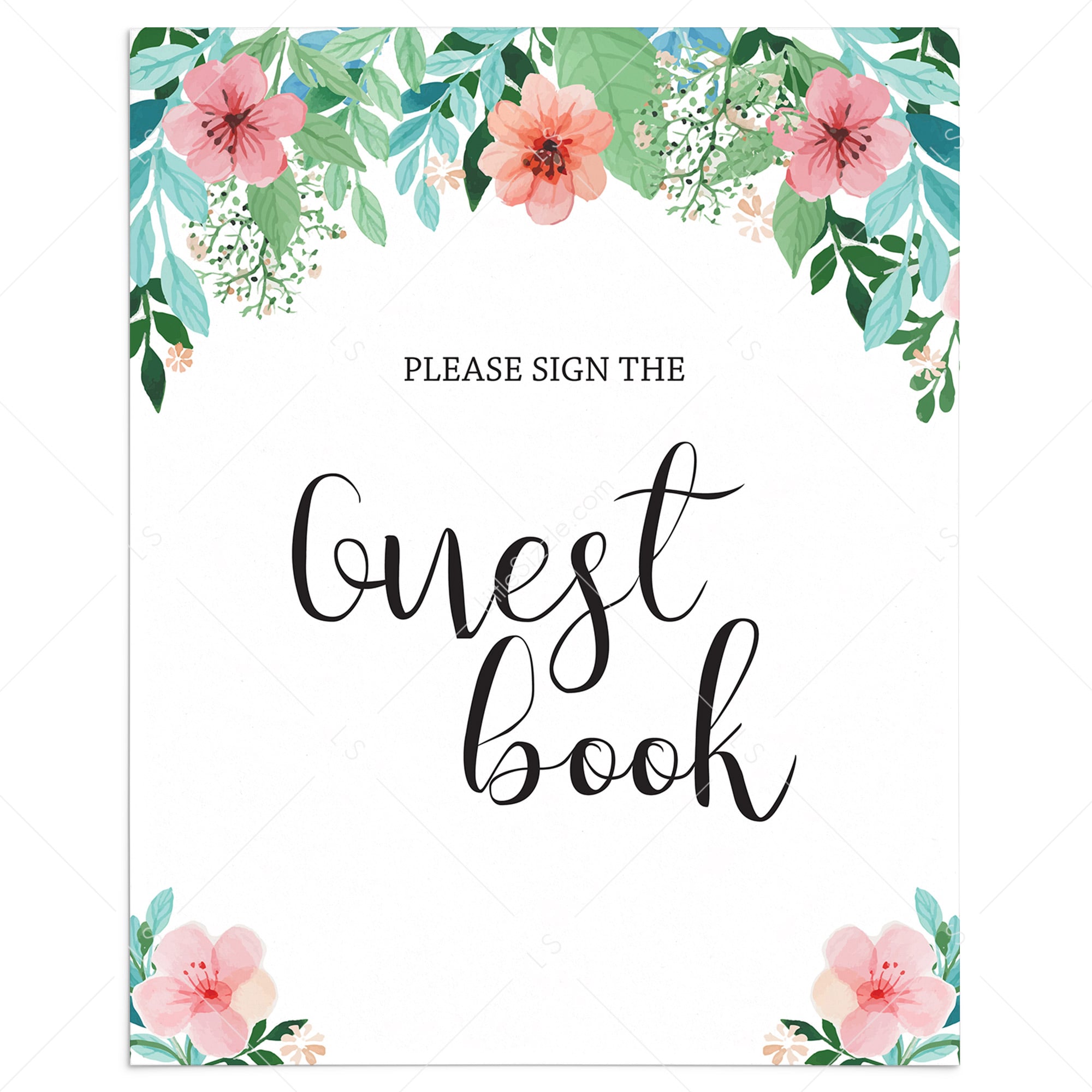 Floral guest book sign printable by LittleSizzle