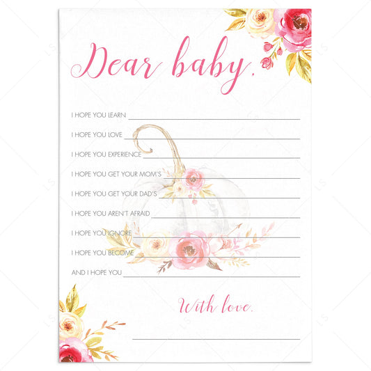 Little pumpkin baby shower wishes printable by LittleSizzle