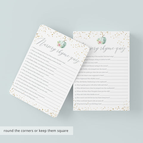 Pumpkin Baby Shower Nursery Rhyme Quiz Printable | Instant download ...