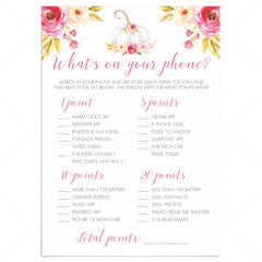 Whats In Your Phone Game Printable Fall Baby Shower by LittleSizzle