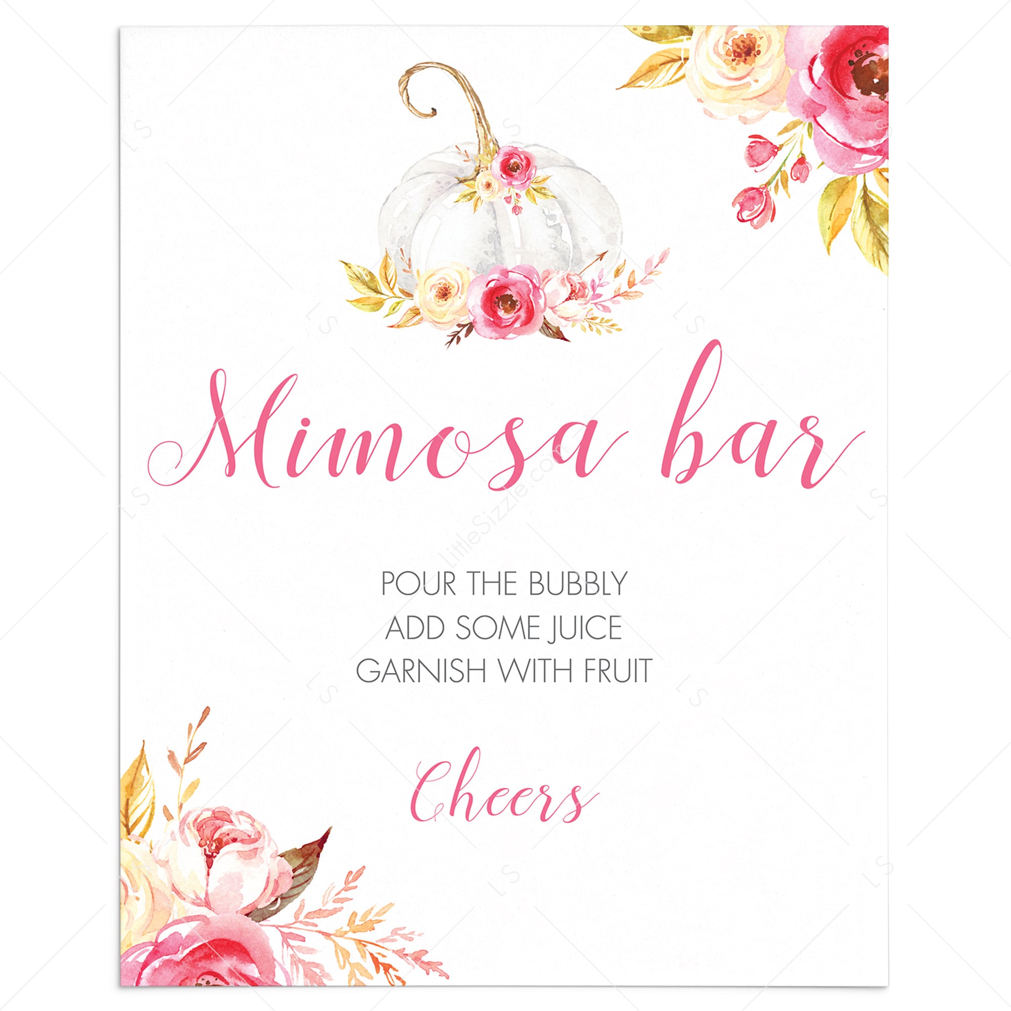 Pumpkin party mimosa bar sign printable by LittleSizzle