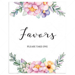 Printable floral shower favors please take one sign by LittleSizzle