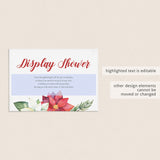 Display Shower Insert Card with Red and White Flowers