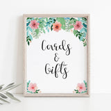 Instant download floral shower cards and gifts sign PDF by LittleSizzle
