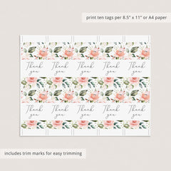 Favor tags for floral themed baby shower instant download by LittleSizzle