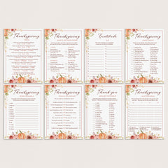 Floral Pumpkin Thanksgiving Games and Activities Printable by LittleSizzle