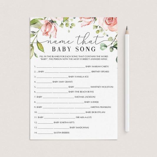 Printable baby shower name that song game download by LittleSizzle