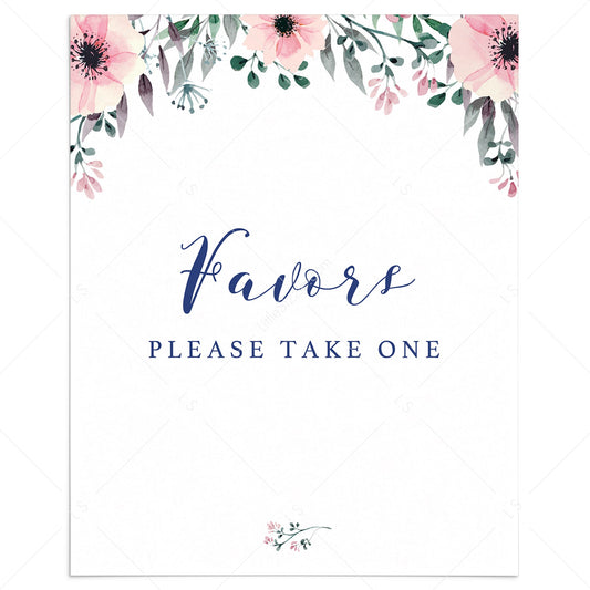 Floral Favors Sign Printable for Garden Party by LittleSizzle