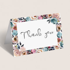 Watercolor floral thank you cards download by LittleSizzle