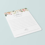 floral wedding shower advice and well wishes card downloads