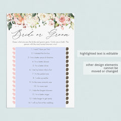 Blush Roses Bridal Shower Games Bundle Printable