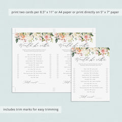 Blush Roses Bridal Shower Games Bundle Printable