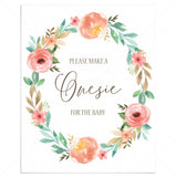 Floral Wreath Baby Shower Onesie Sign Printable by LittleSizzle
