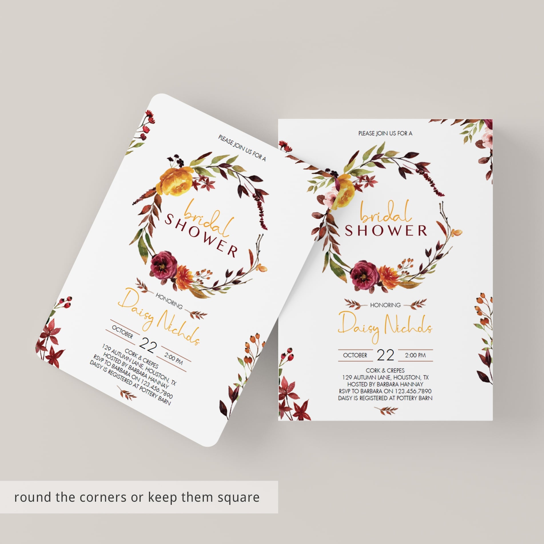 Burgundy bridal shower invitation digital template by LittleSizzle