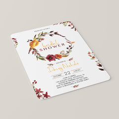 Burgundy Flowers Bridal Shower Invitation Template Download