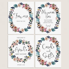 Printable Floral Wreath Baby Shower Decorations by LittleSizzle