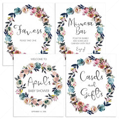 Printable Floral Wreath Baby Shower Decorations by LittleSizzle