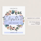 Printable Floral Wreath Baby Shower Decorations