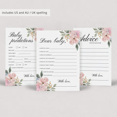 Whimsical Baby Shower Games Pack Pink and Green