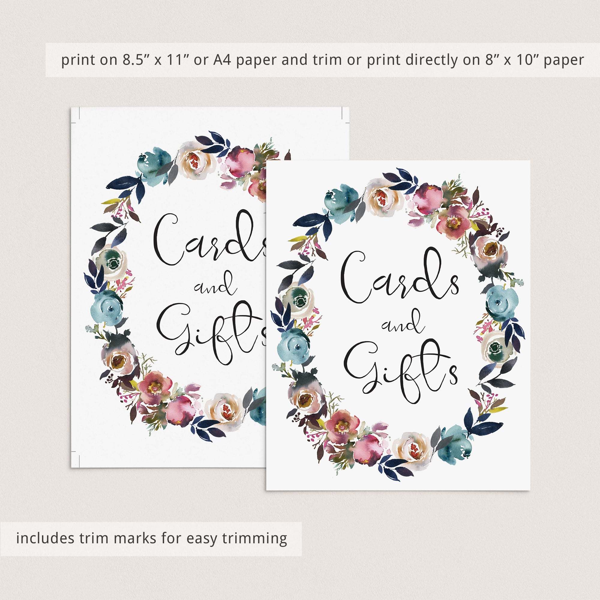 Gifts sign for floral boho shower printable by LittleSizzle