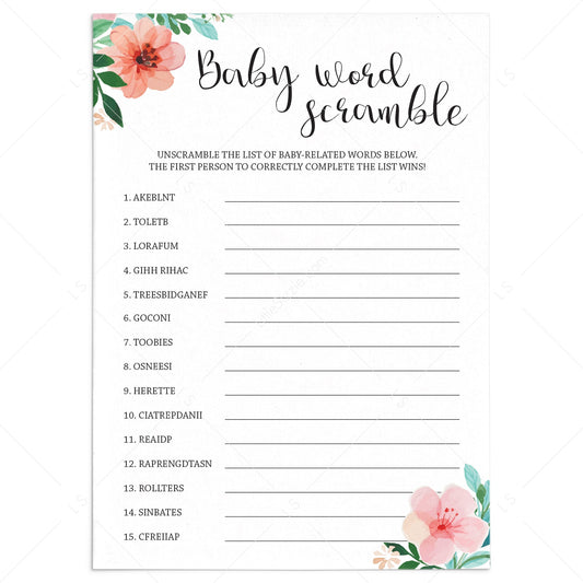 Instant Download Donut Baby Word Scramble Baby Shower Game-BS019