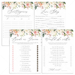 Watercolor floral bridal shower games package by LittleSizzle