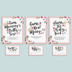 Floral baby shower guessing games bundle printable by LittleSizzle