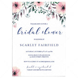 Pink Floral Bridalshower Invitation Cards Printable by LittleSizzle