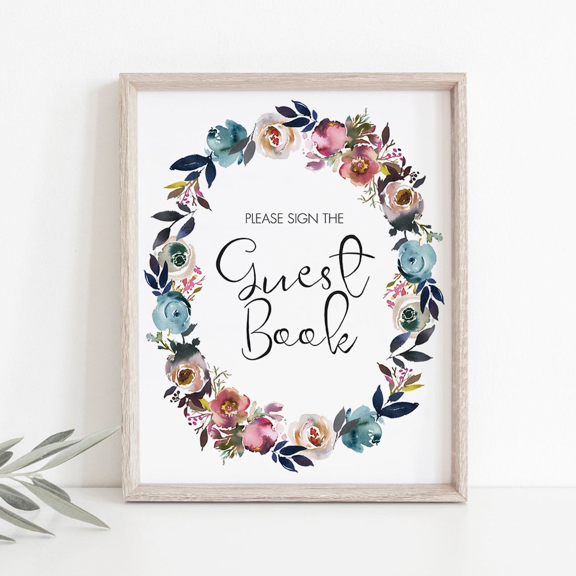 Watercolor floral guest book printable table sign by LittleSizzle