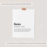 Focus Definition Print Instant Download